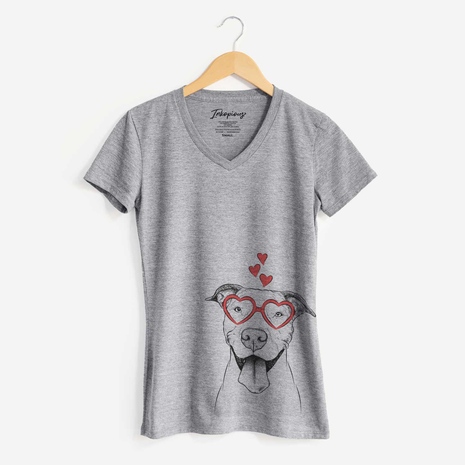 Valentine Bruce the American Staffordshire Terrier - Women's V-neck Shirt