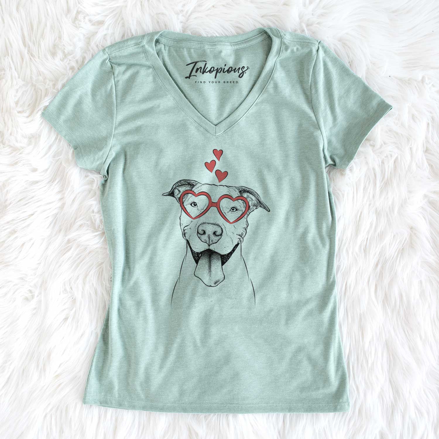 Valentine Bruce the American Staffordshire Terrier - Women's V-neck Shirt