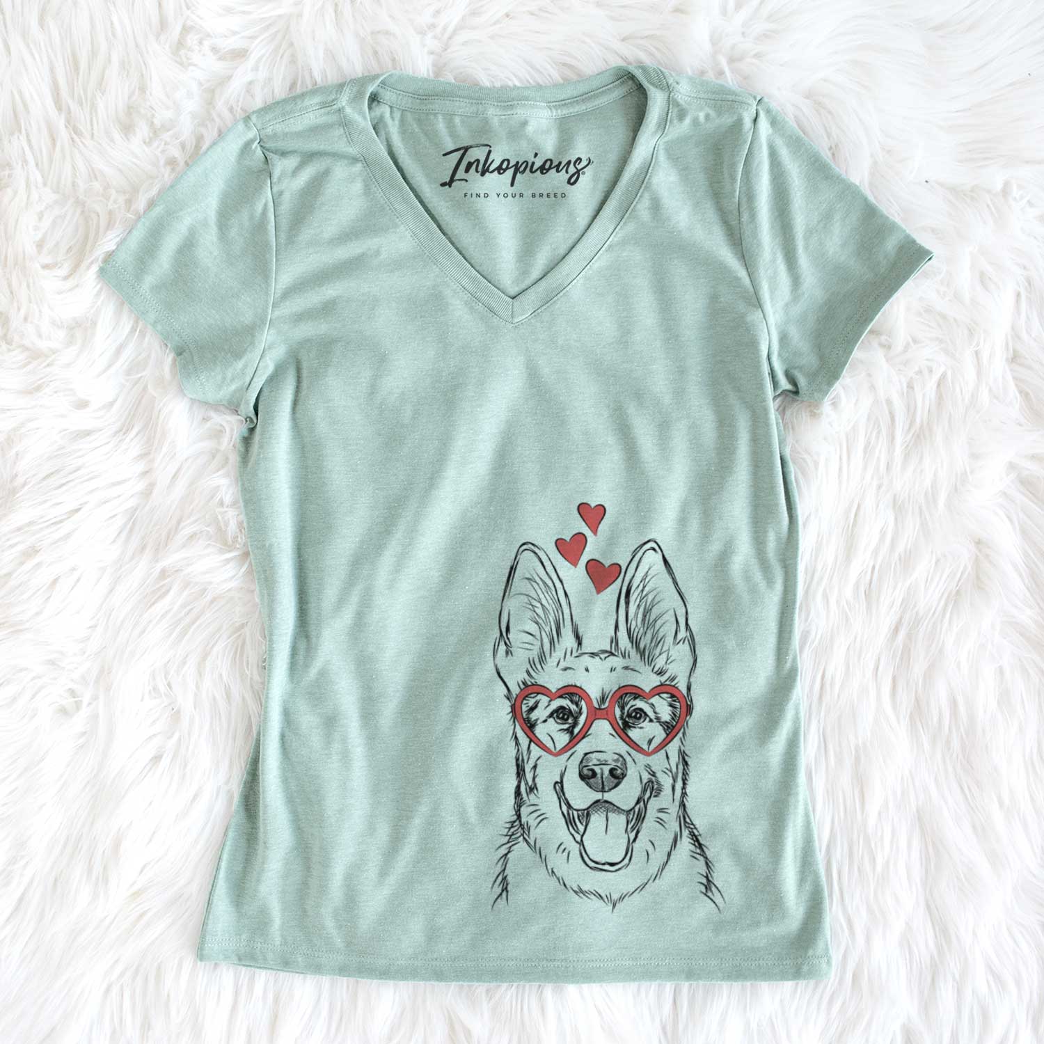 Valentine Brutus the German Shepherd - Women's V-neck Shirt