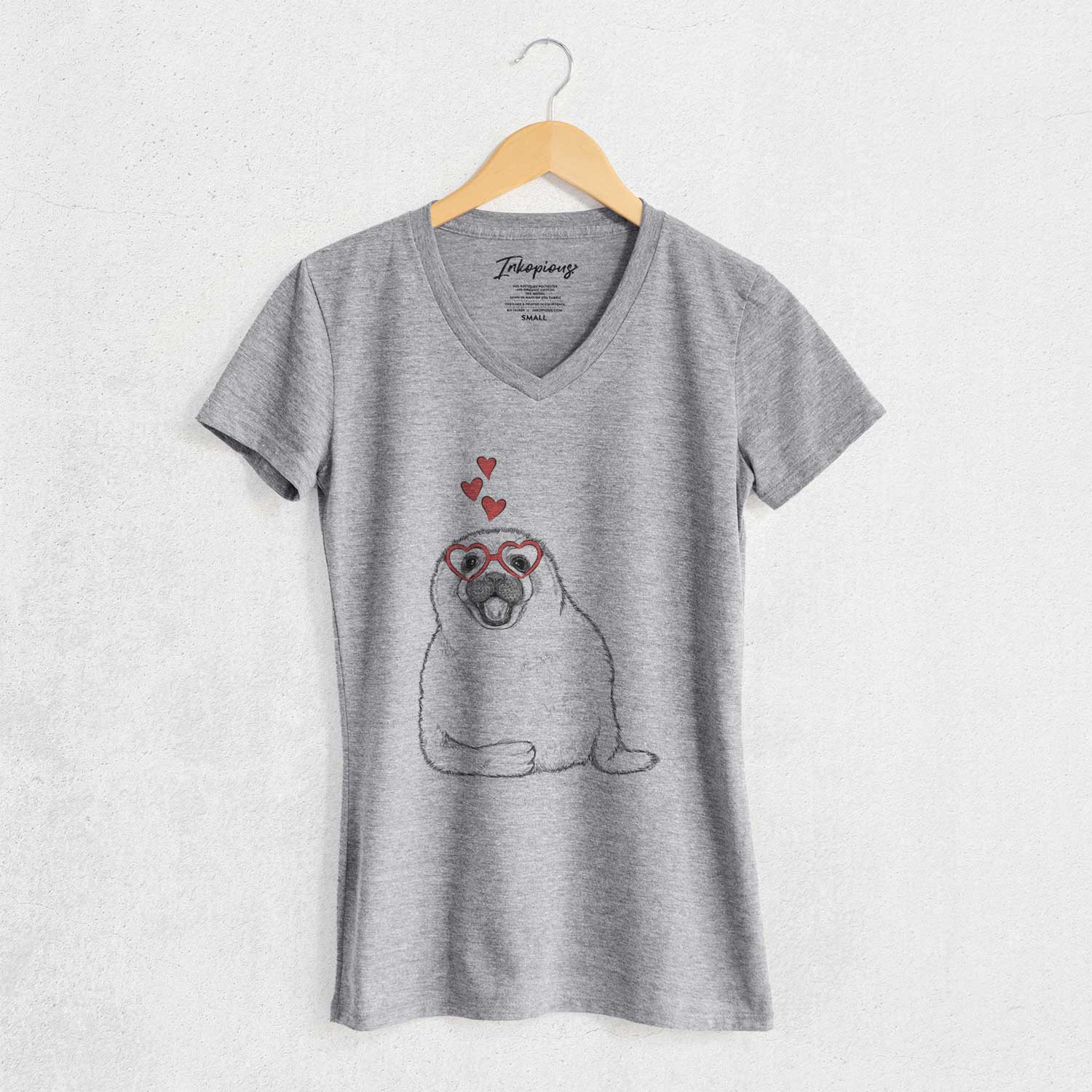 Valentine Bub the Harp Seal - Women's V-neck Shirt