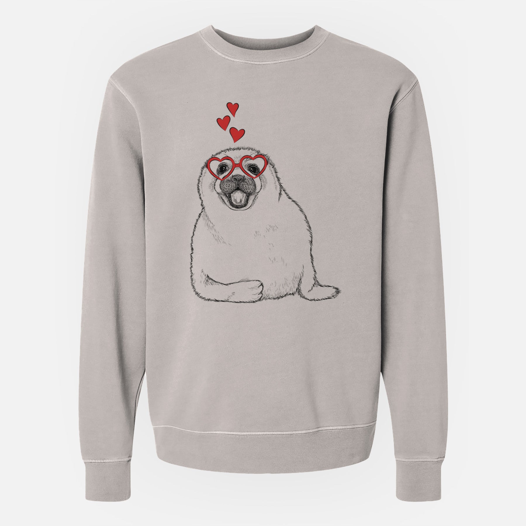 Valentine Bub the Harp Seal - Unisex Pigment Dyed Crew Sweatshirt