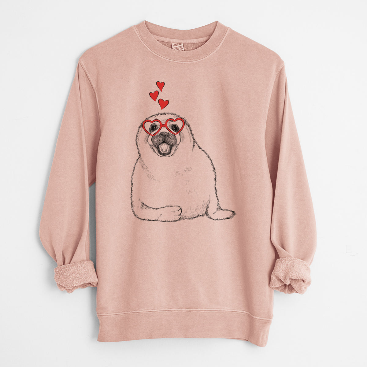 Valentine Bub the Harp Seal - Unisex Pigment Dyed Crew Sweatshirt