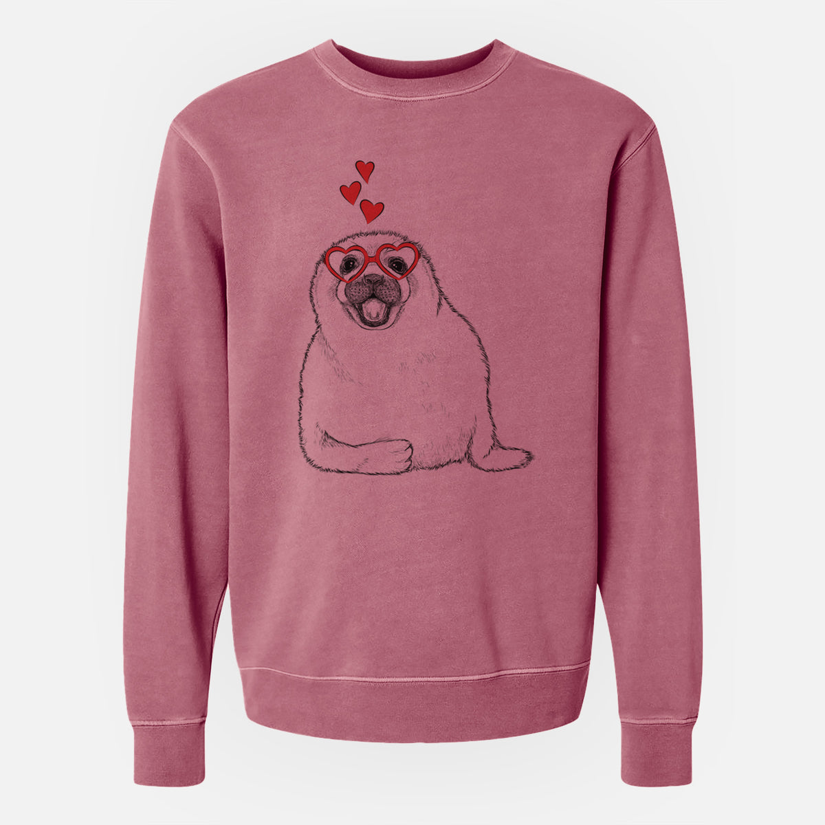 Valentine Bub the Harp Seal - Unisex Pigment Dyed Crew Sweatshirt