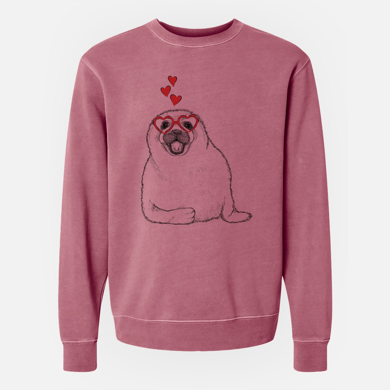 Valentine Bub the Harp Seal - Unisex Pigment Dyed Crew Sweatshirt