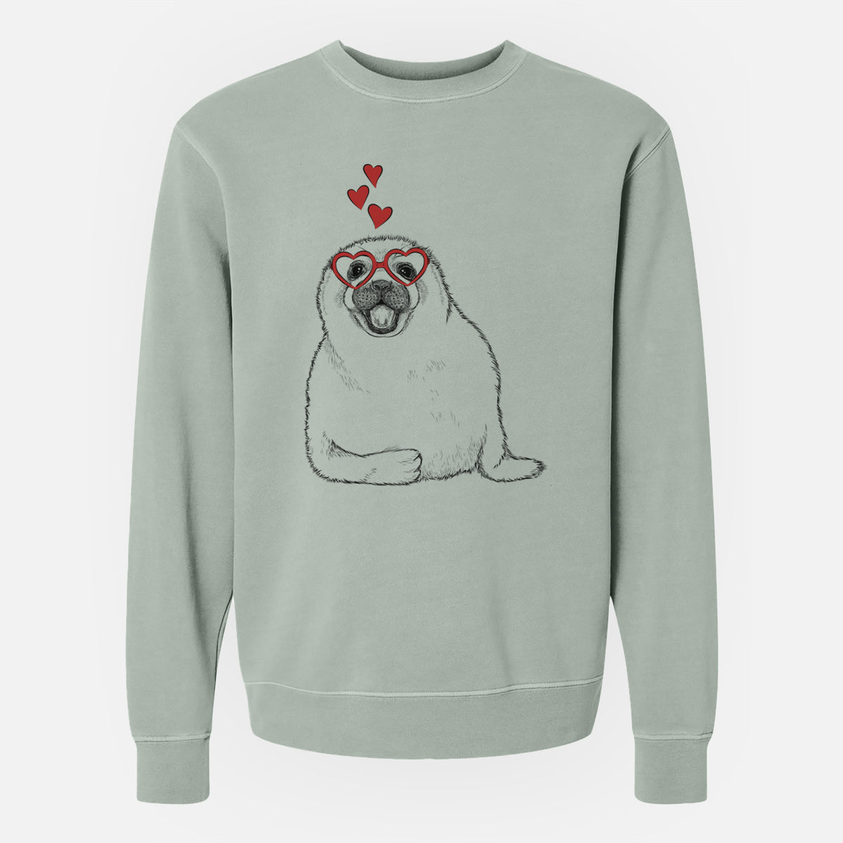 Valentine Bub the Harp Seal - Unisex Pigment Dyed Crew Sweatshirt