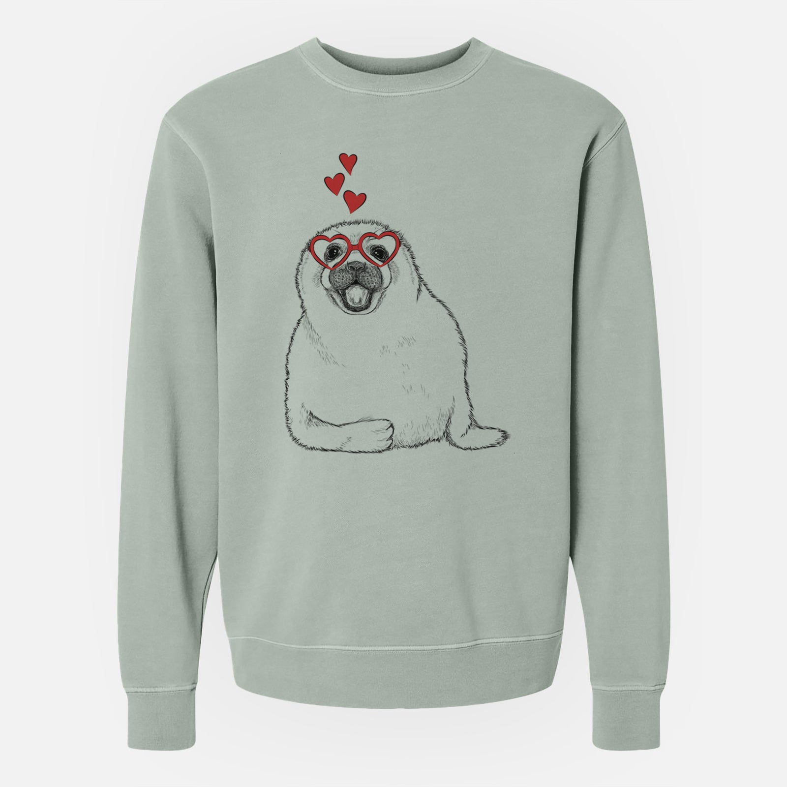 Valentine Bub the Harp Seal - Unisex Pigment Dyed Crew Sweatshirt