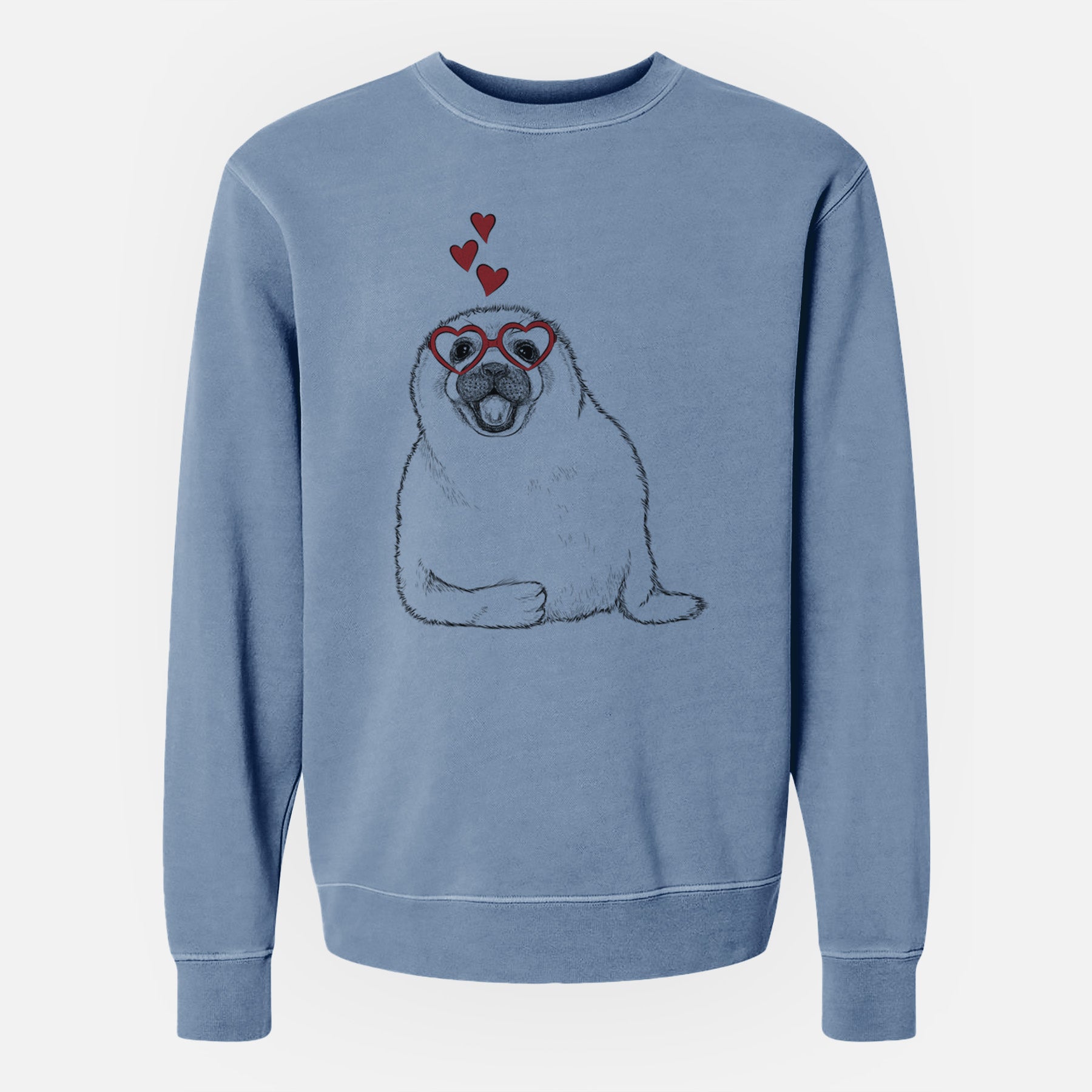 Valentine Bub the Harp Seal - Unisex Pigment Dyed Crew Sweatshirt