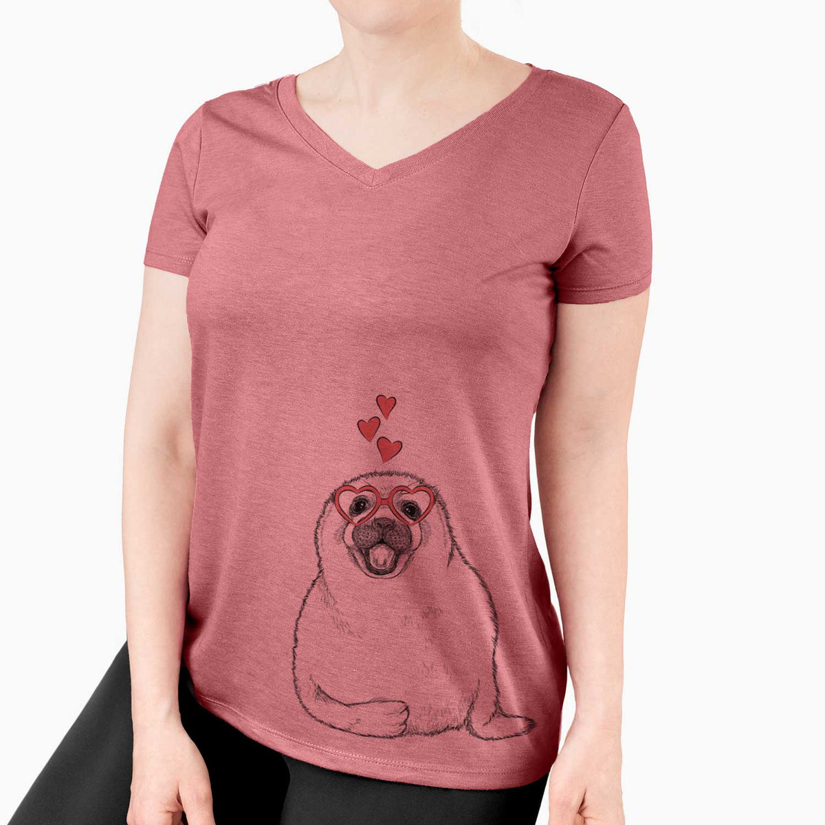 Valentine Bub the Harp Seal - Women's V-neck Shirt
