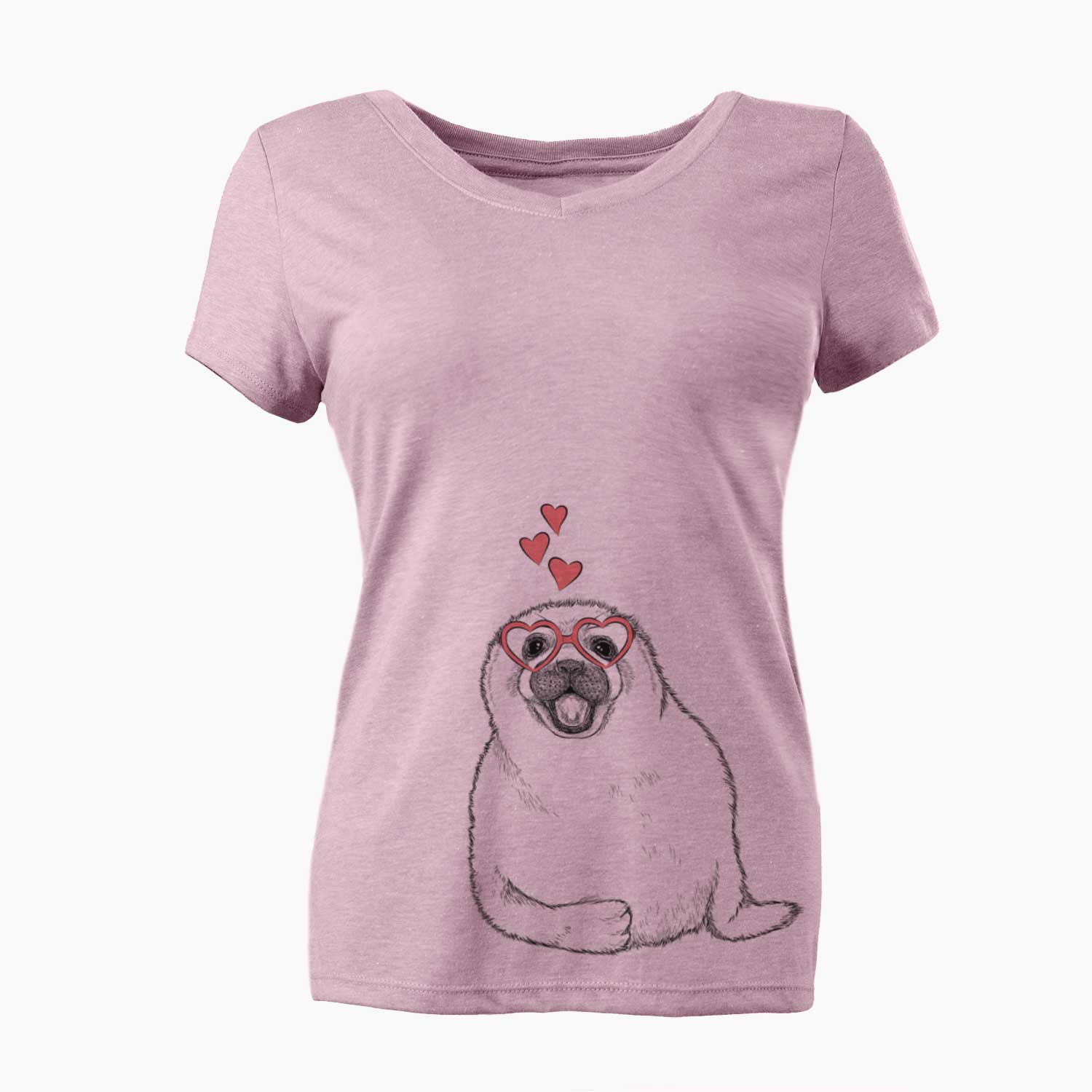 Valentine Bub the Harp Seal - Women's V-neck Shirt