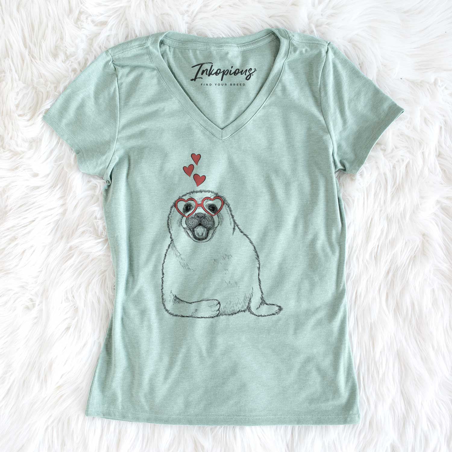 Valentine Bub the Harp Seal - Women's V-neck Shirt