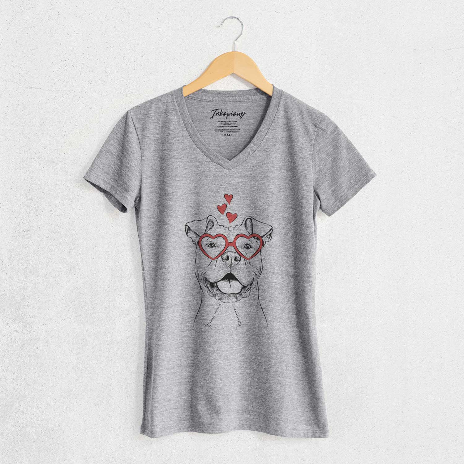 Valentine Bubba Scraps the American Staffordshire Mix - Women's V-neck Shirt