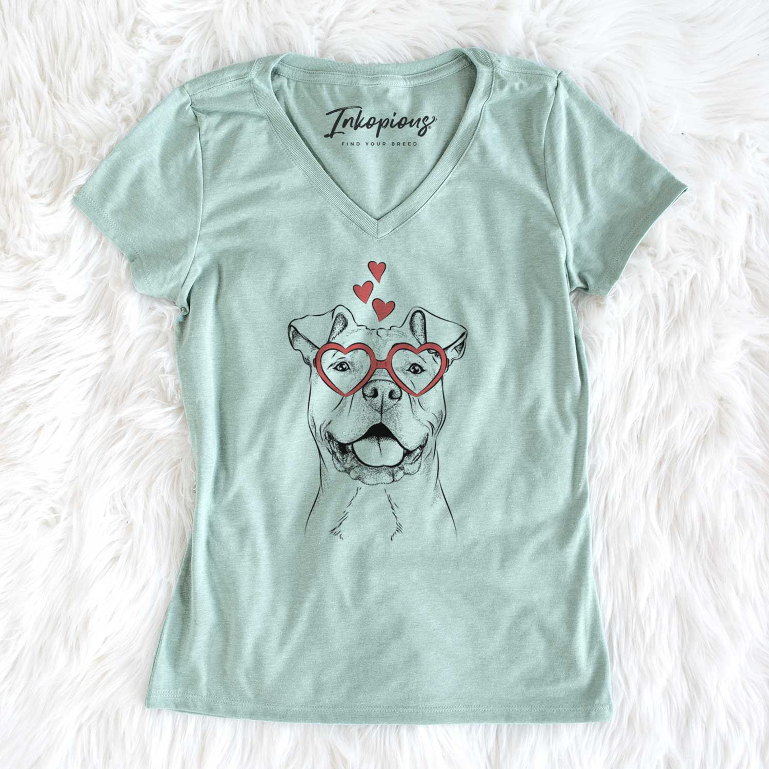 Valentine Bubba Scraps the American Staffordshire Mix - Women's V-neck Shirt