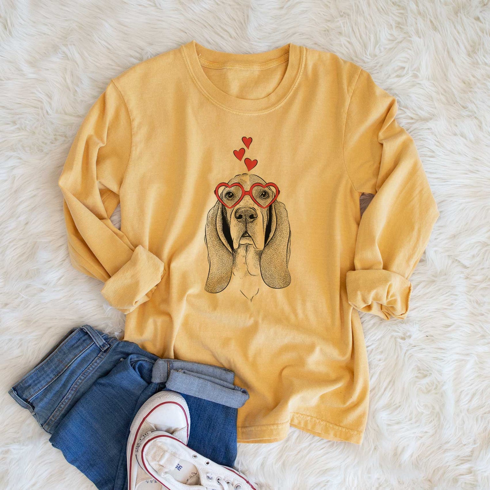 Valentine Buckley the Basset Hound - Heavyweight 100% Cotton Long Sleeve
