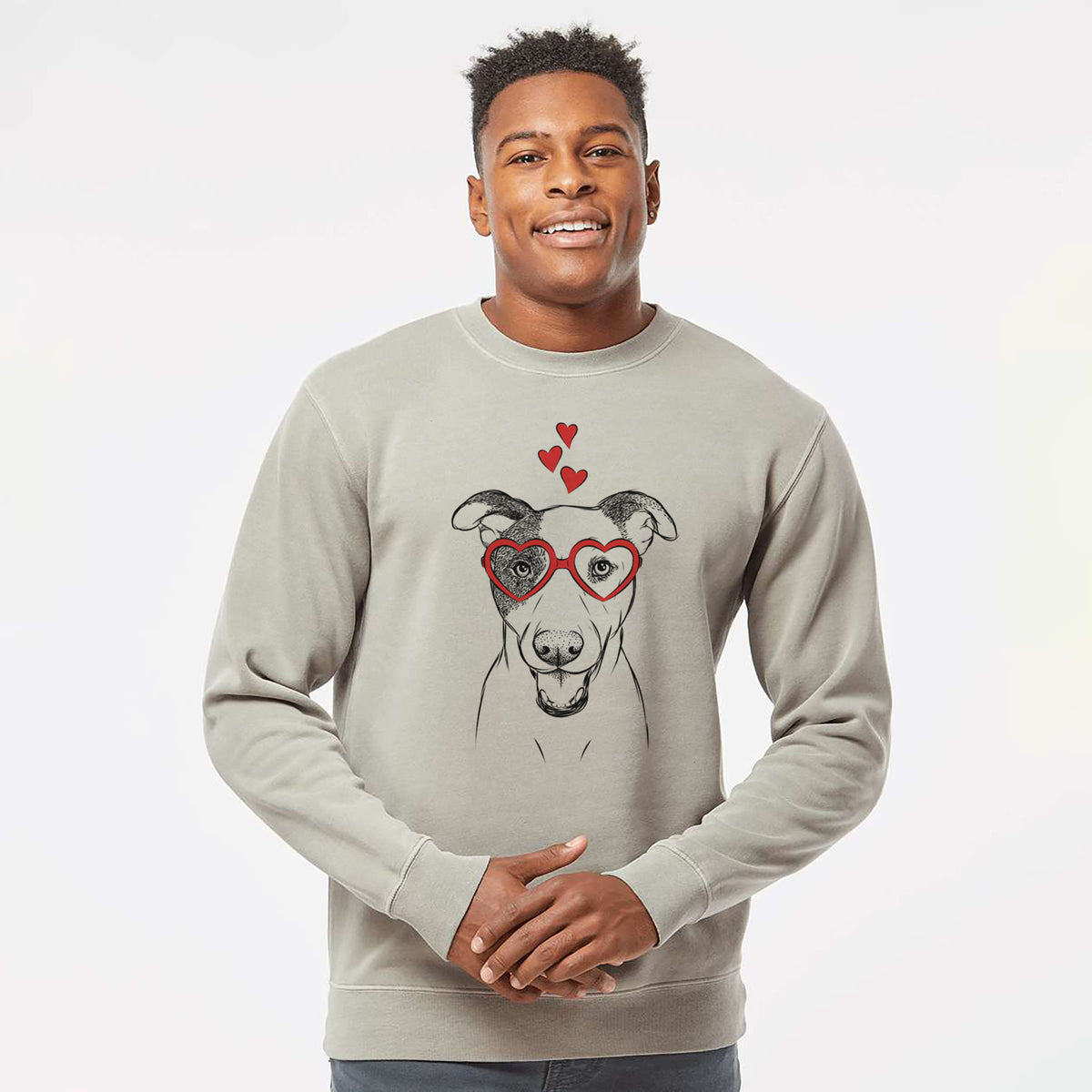 Valentine Bucky the Mixed Breed - Unisex Pigment Dyed Crew Sweatshirt
