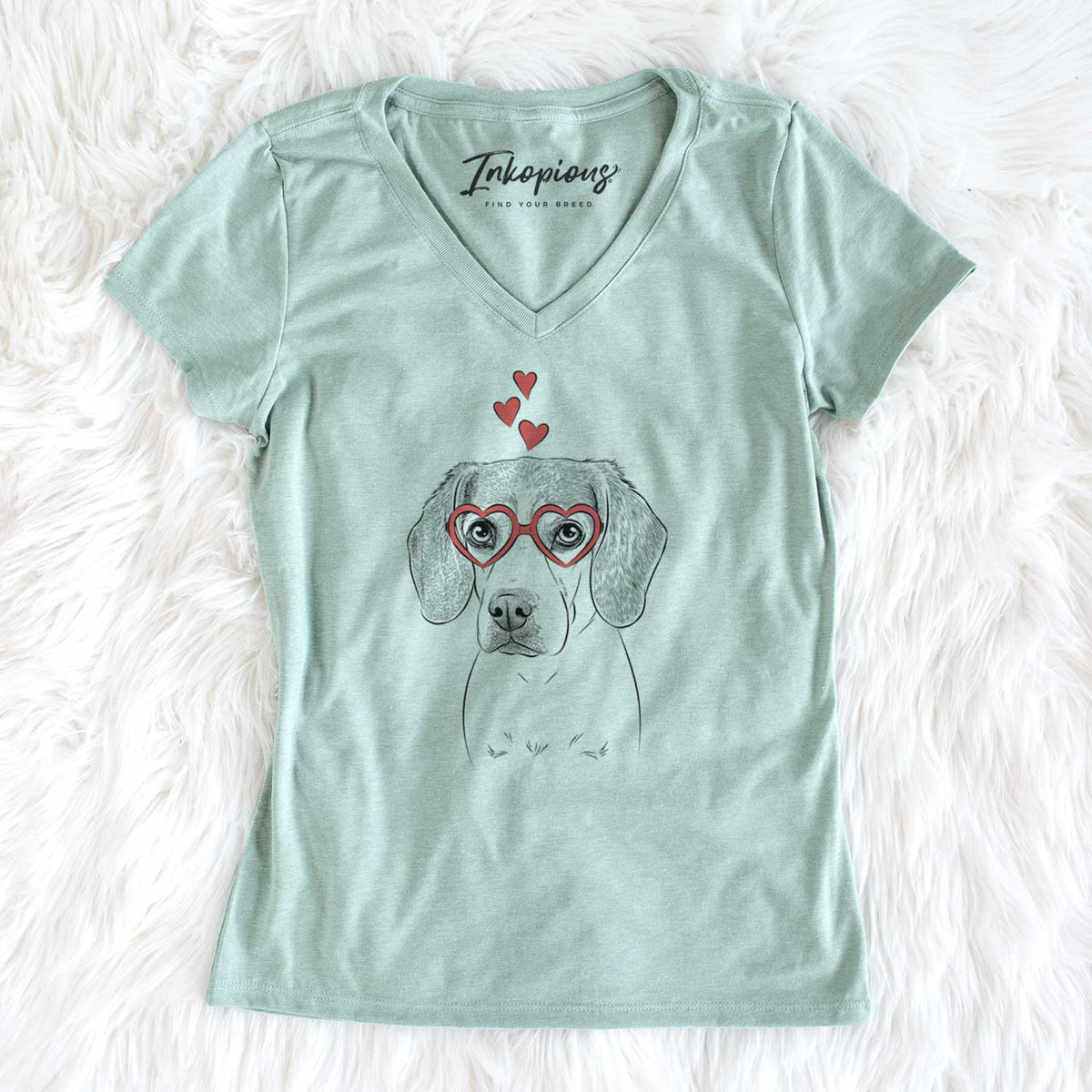 Valentine Bumbee the Beagle - Women's V-neck Shirt