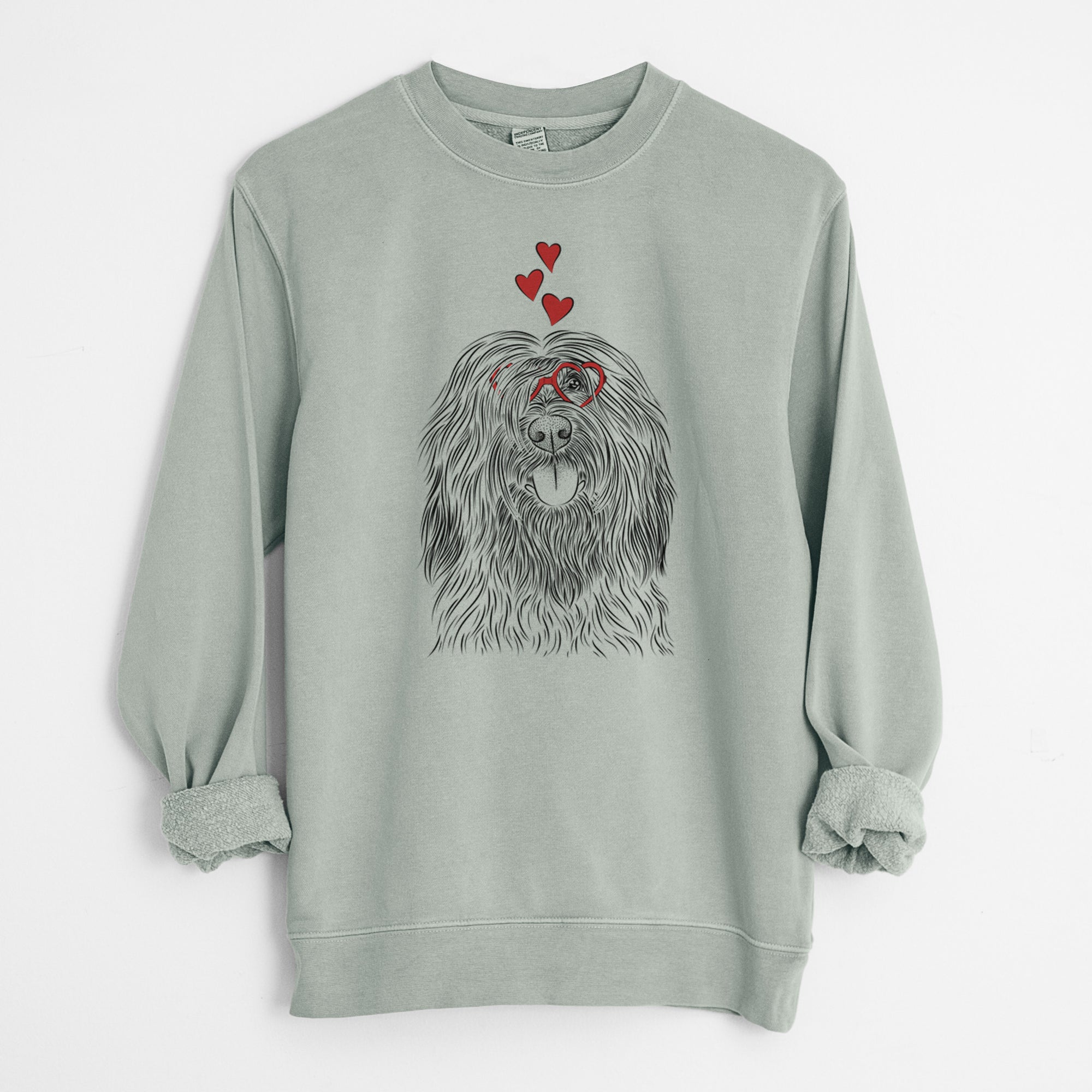 Valentine Bundy the Briard - Unisex Pigment Dyed Crew Sweatshirt