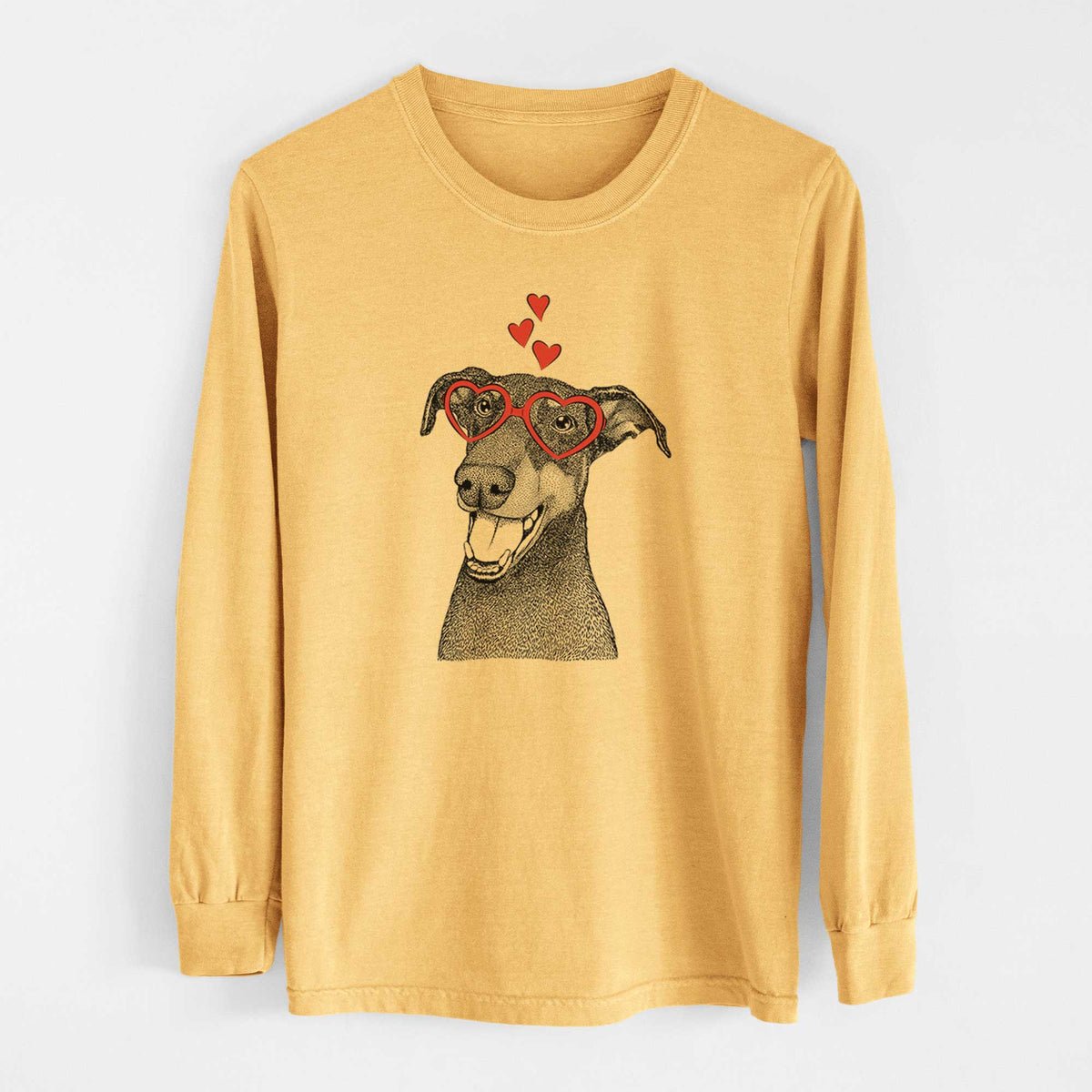 Valentine Bunnie the Doberman Pinscher - Heavyweight 100% Cotton Long Sleeve