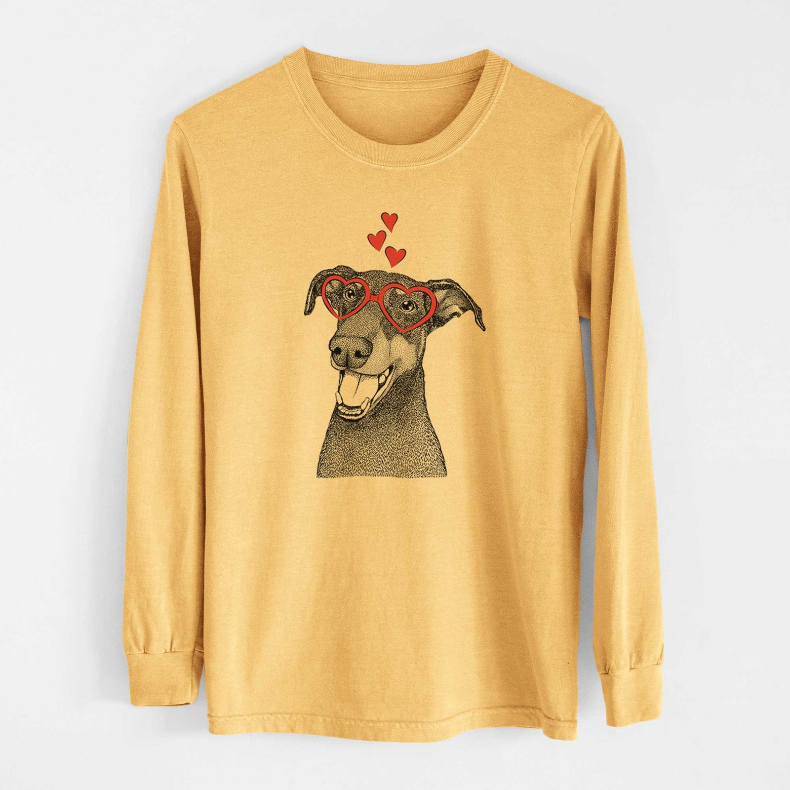 Valentine Bunnie the Doberman Pinscher - Heavyweight 100% Cotton Long Sleeve