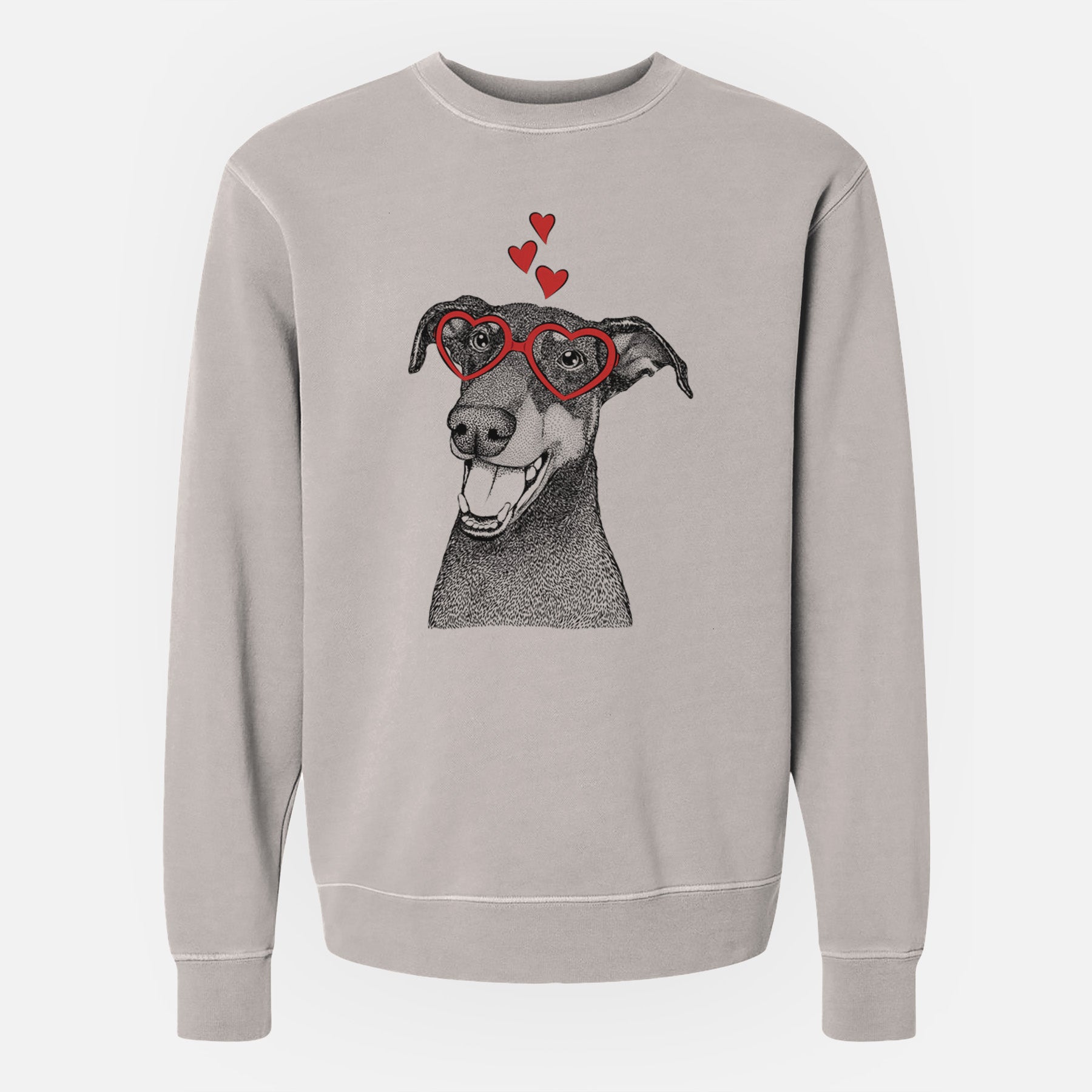 Valentine Bunnie the Doberman Pinscher - Unisex Pigment Dyed Crew Sweatshirt