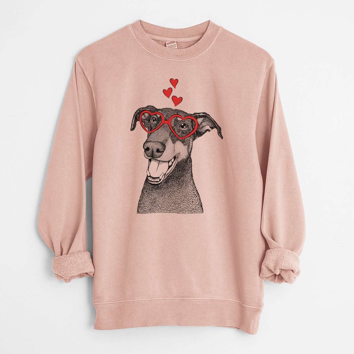 Valentine Bunnie the Doberman Pinscher - Unisex Pigment Dyed Crew Sweatshirt