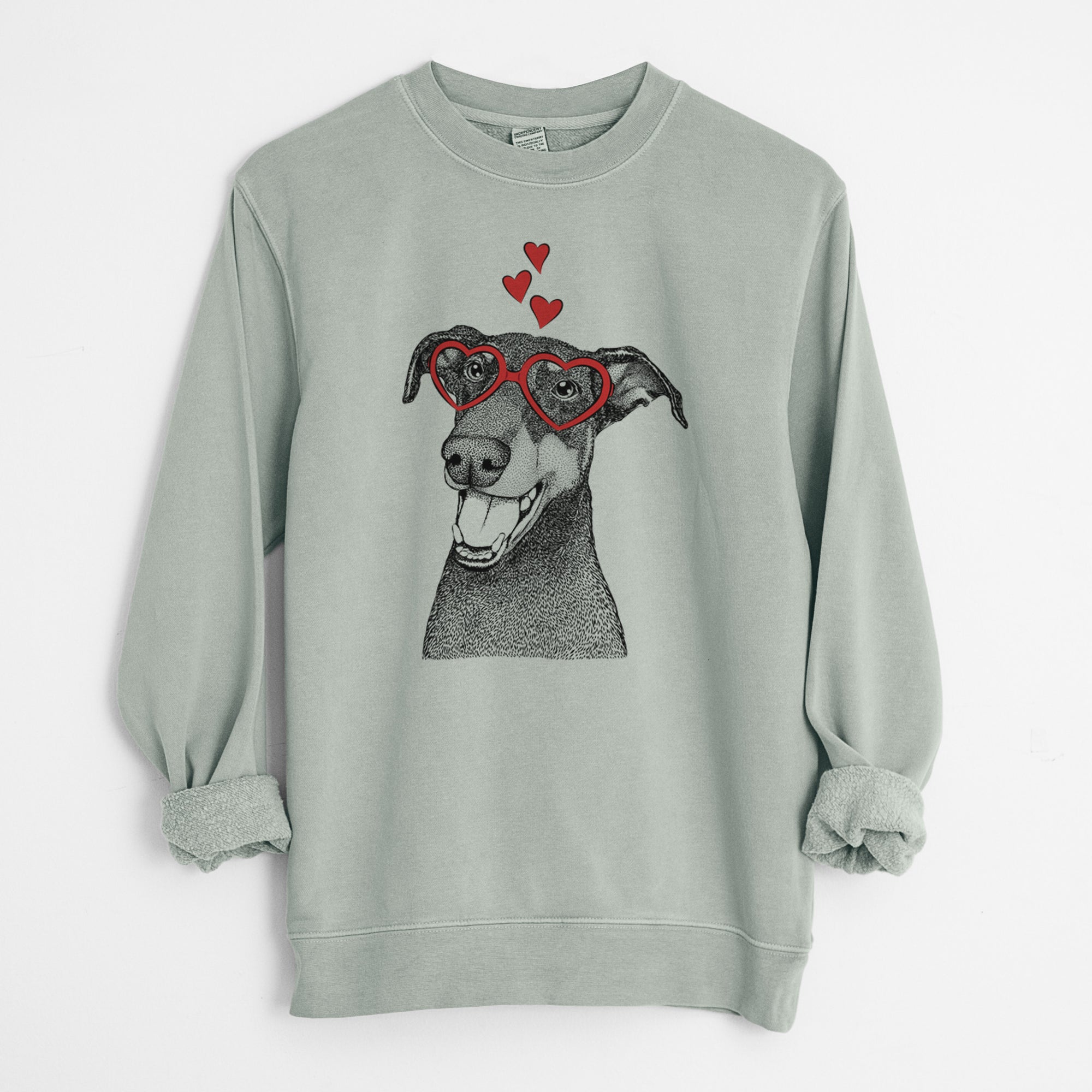 Valentine Bunnie the Doberman Pinscher - Unisex Pigment Dyed Crew Sweatshirt