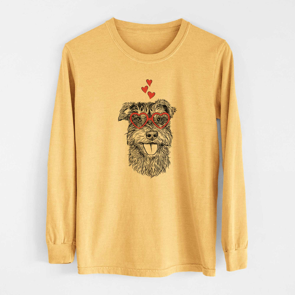 Valentine Buster the Schnoodle - Heavyweight 100% Cotton Long Sleeve