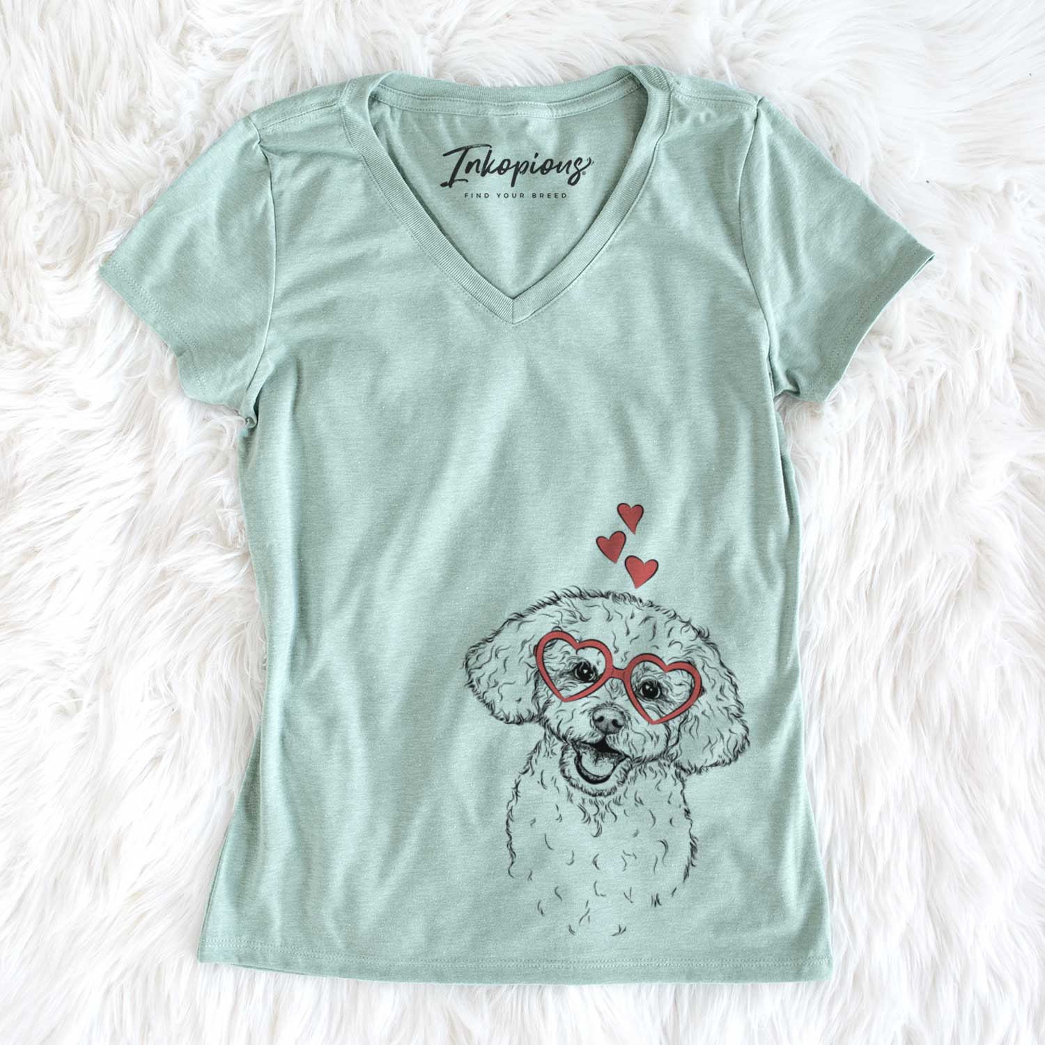 Valentine Caesar the Bichon Frise - Women's V-neck Shirt