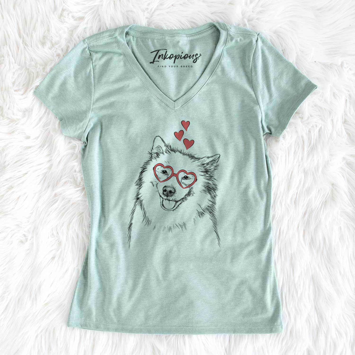 Valentine Caico the Samoyed - Women's V-neck Shirt