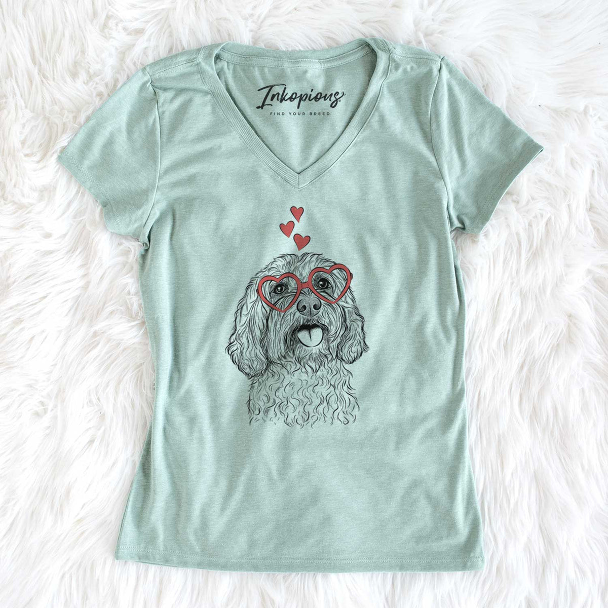 Valentine Cali the Cavapoo - Women's V-neck Shirt