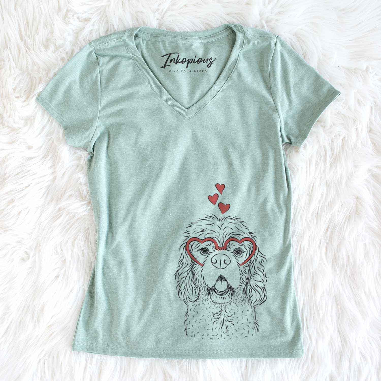 Valentine Casey the American Cocker Spaniel - Women's V-neck Shirt