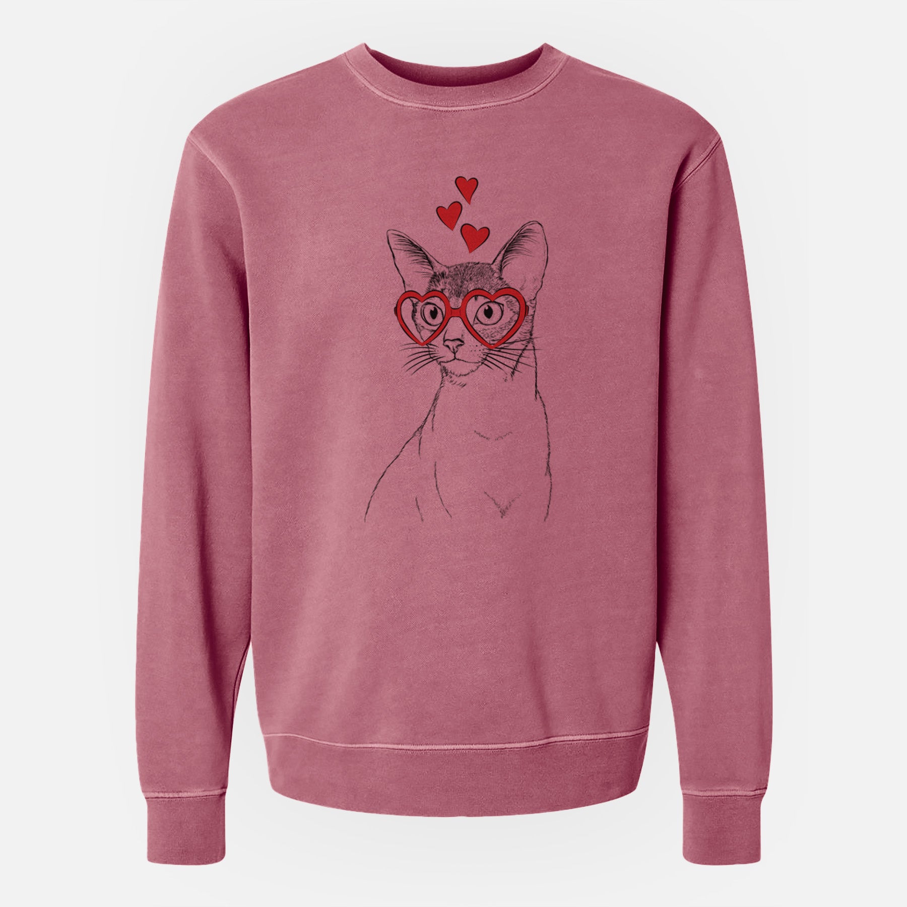 Valentine Cedric the Abyssinian Cat - Unisex Pigment Dyed Crew Sweatshirt