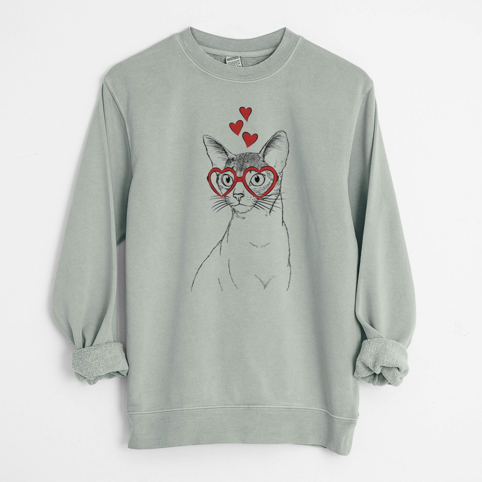 Valentine Cedric the Abyssinian Cat - Unisex Pigment Dyed Crew Sweatshirt