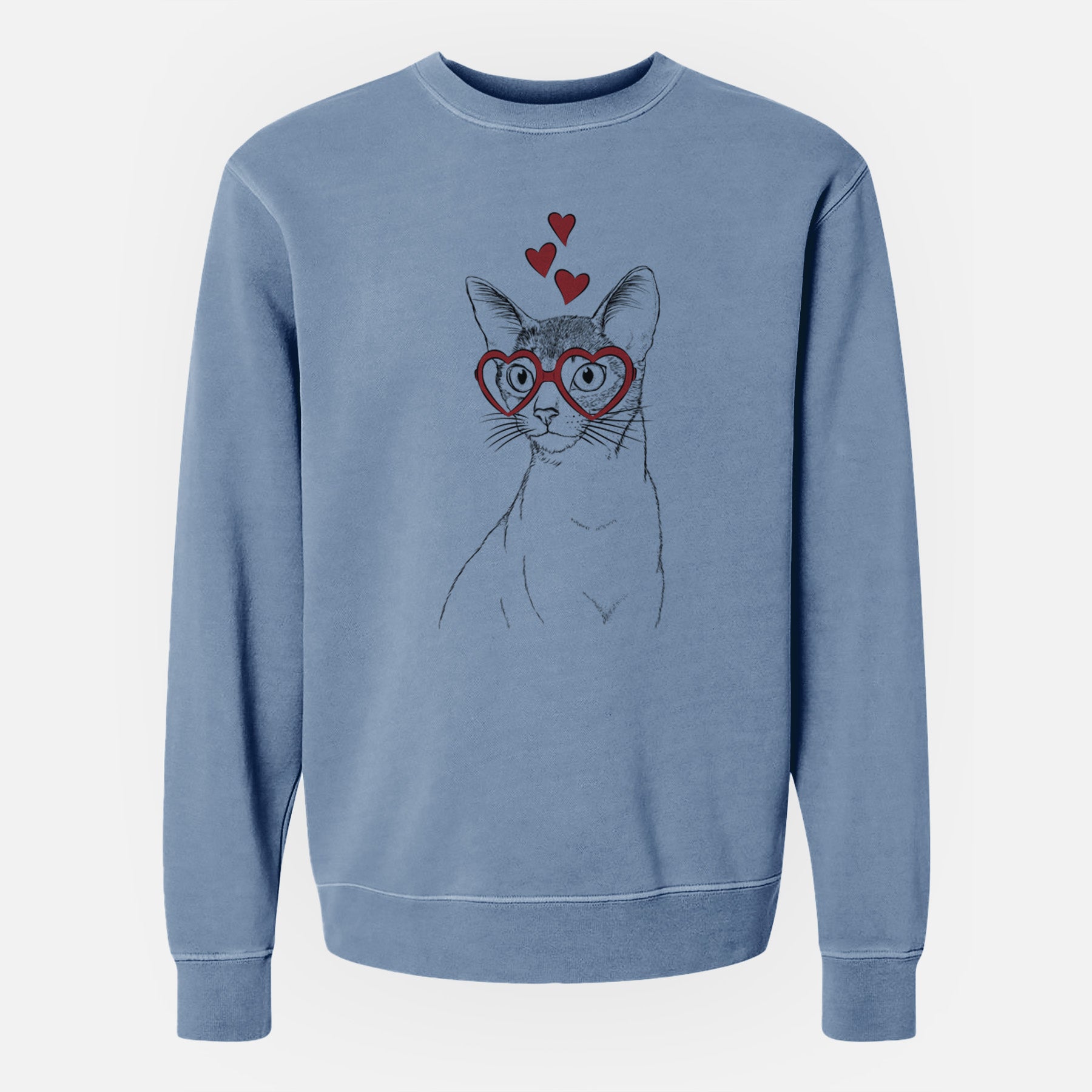 Valentine Cedric the Abyssinian Cat - Unisex Pigment Dyed Crew Sweatshirt