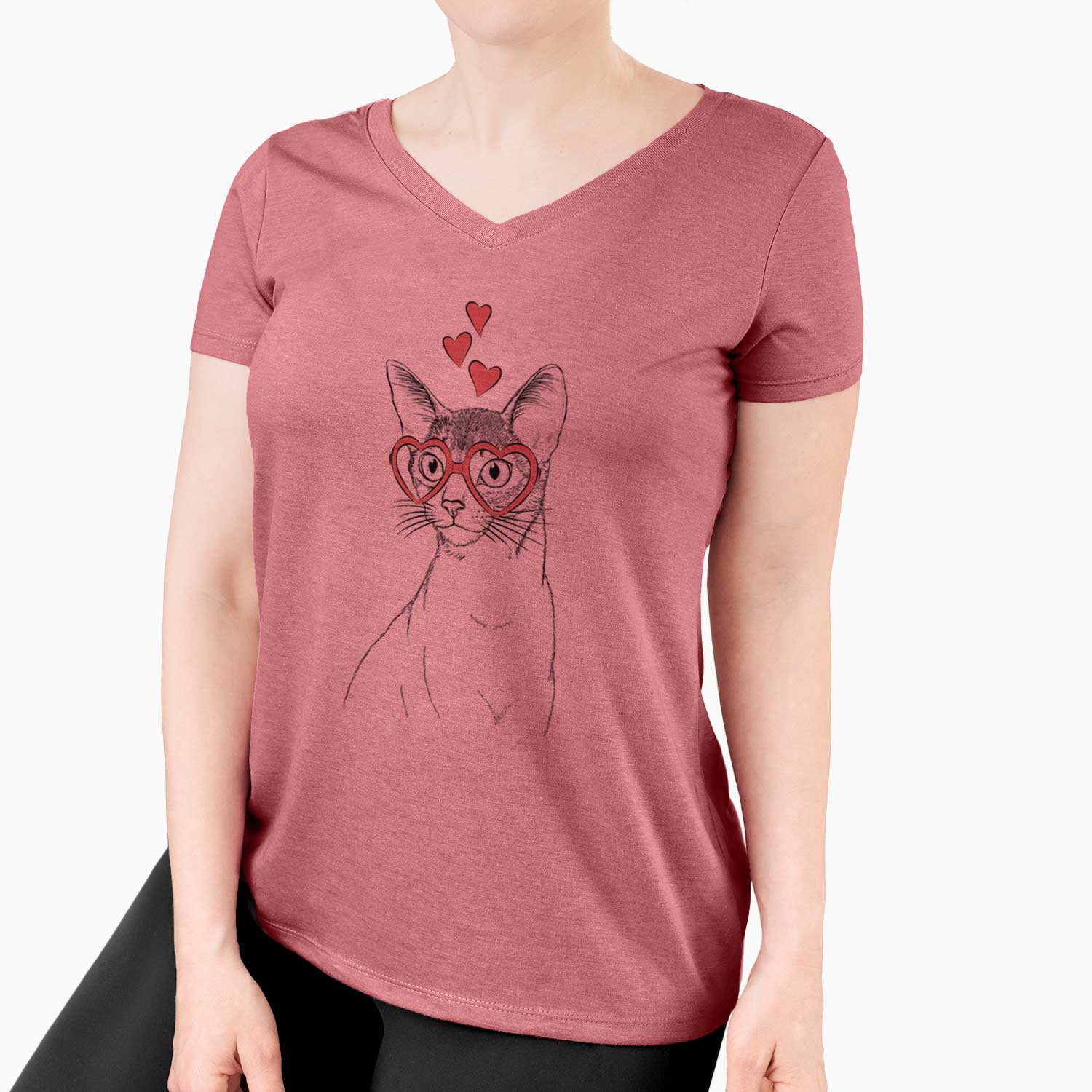 Valentine Cedric the Abyssinian Cat - Women's V-neck Shirt