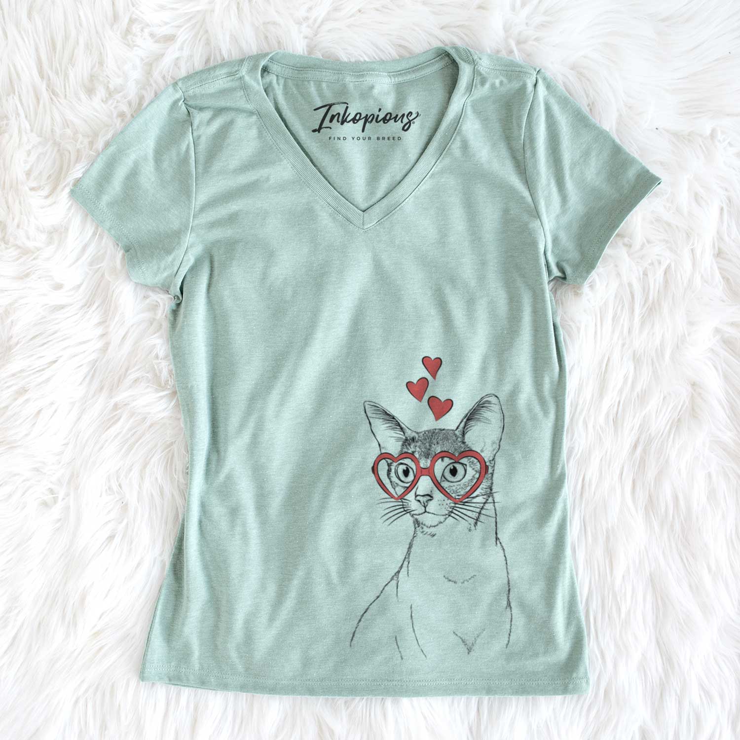 Valentine Cedric the Abyssinian Cat - Women's V-neck Shirt