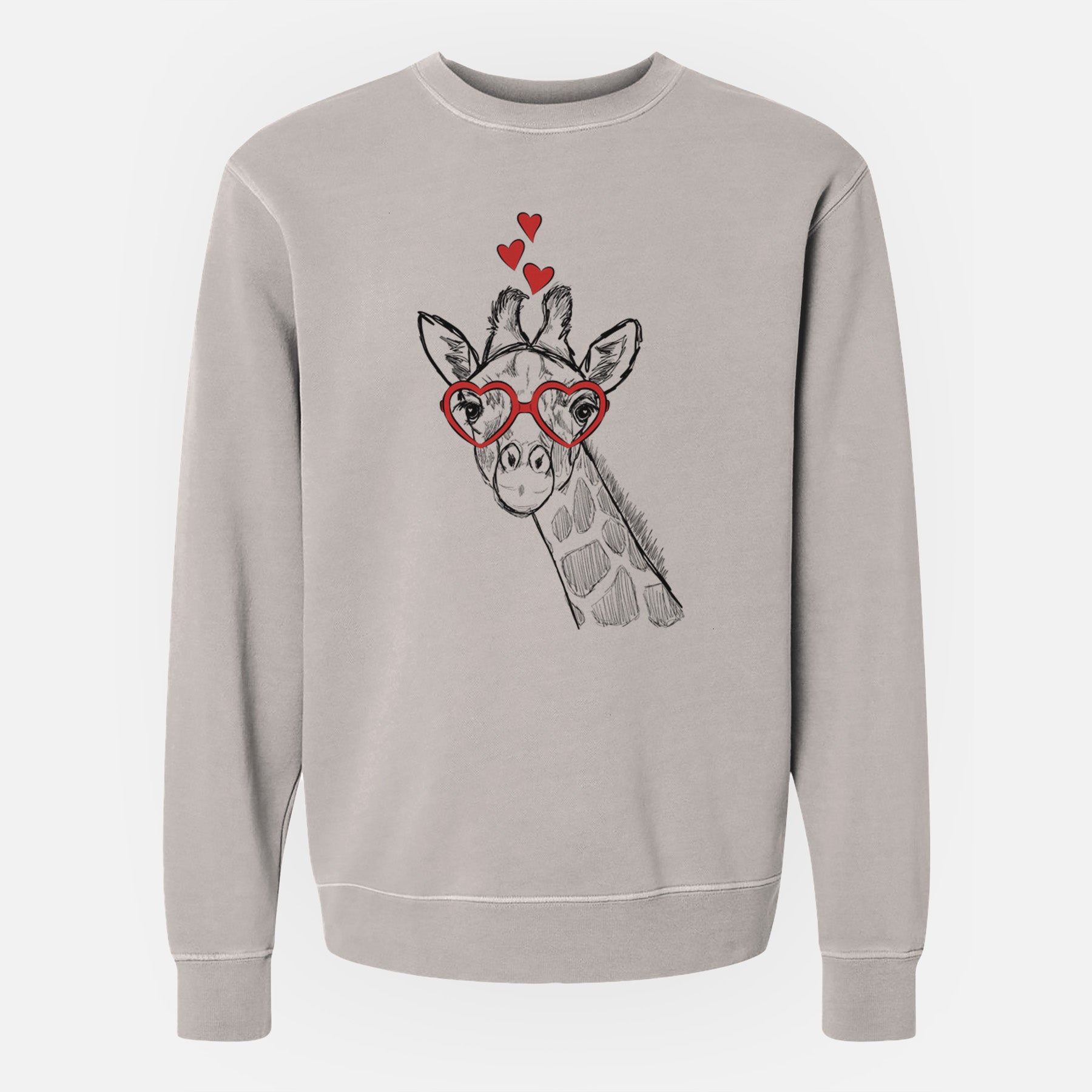 Valentine Cedrick the Giraffe - Unisex Pigment Dyed Crew Sweatshirt