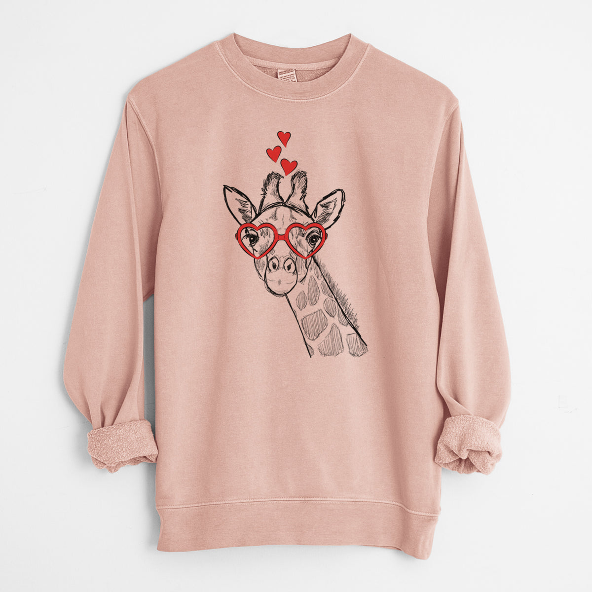 Valentine Cedrick the Giraffe - Unisex Pigment Dyed Crew Sweatshirt