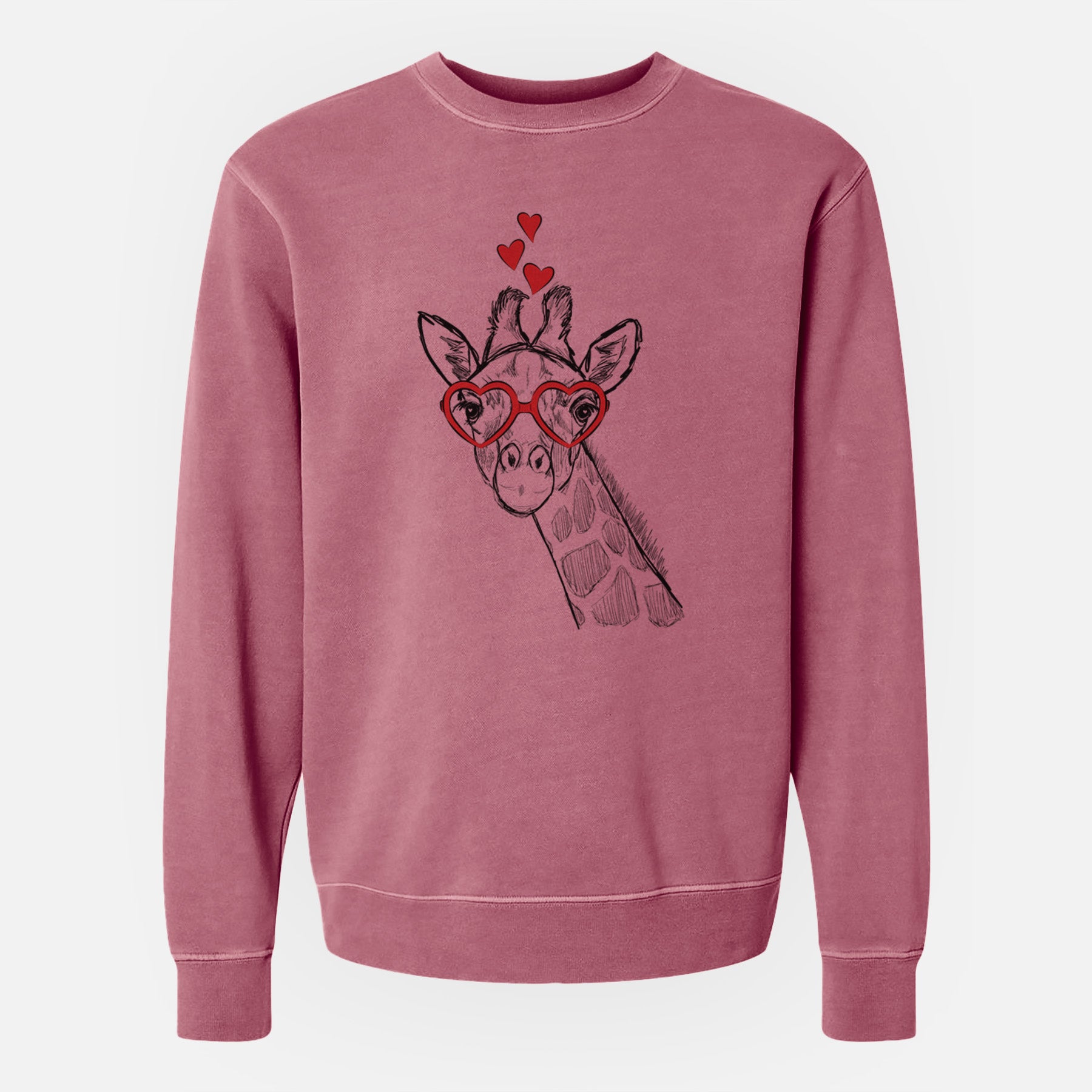 Valentine Cedrick the Giraffe - Unisex Pigment Dyed Crew Sweatshirt