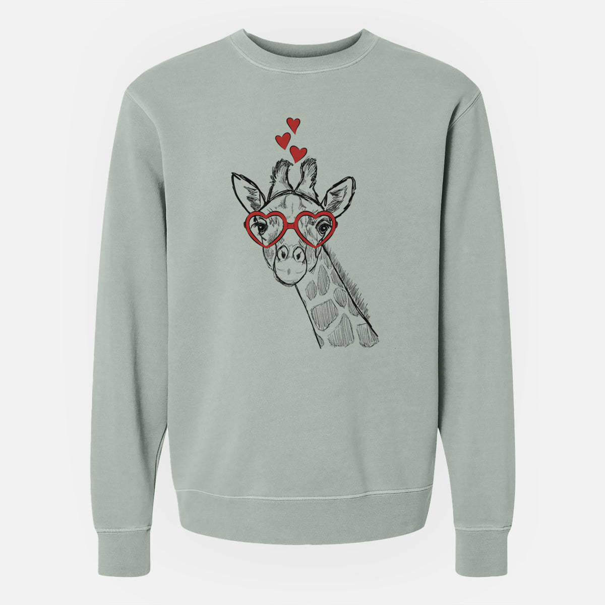 Valentine Cedrick the Giraffe - Unisex Pigment Dyed Crew Sweatshirt