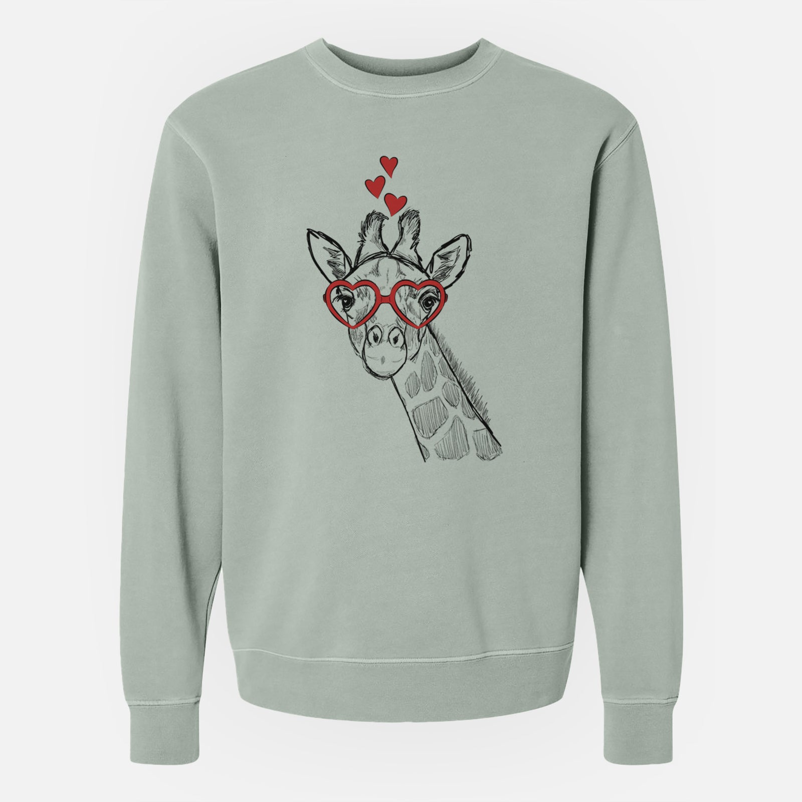 Valentine Cedrick the Giraffe - Unisex Pigment Dyed Crew Sweatshirt