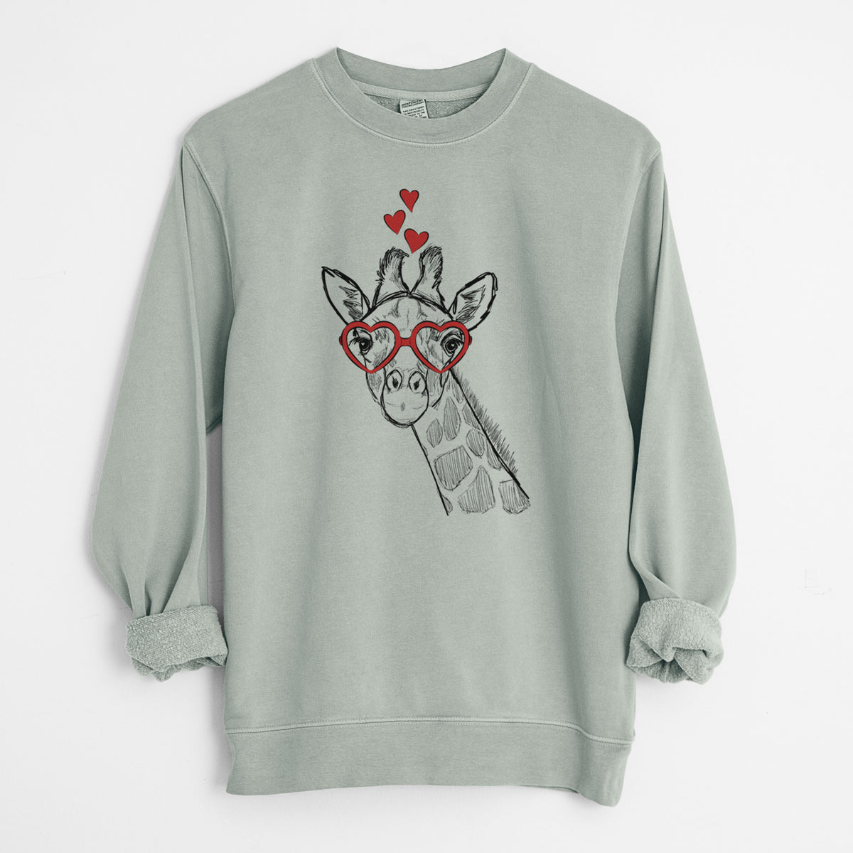 Valentine Cedrick the Giraffe - Unisex Pigment Dyed Crew Sweatshirt
