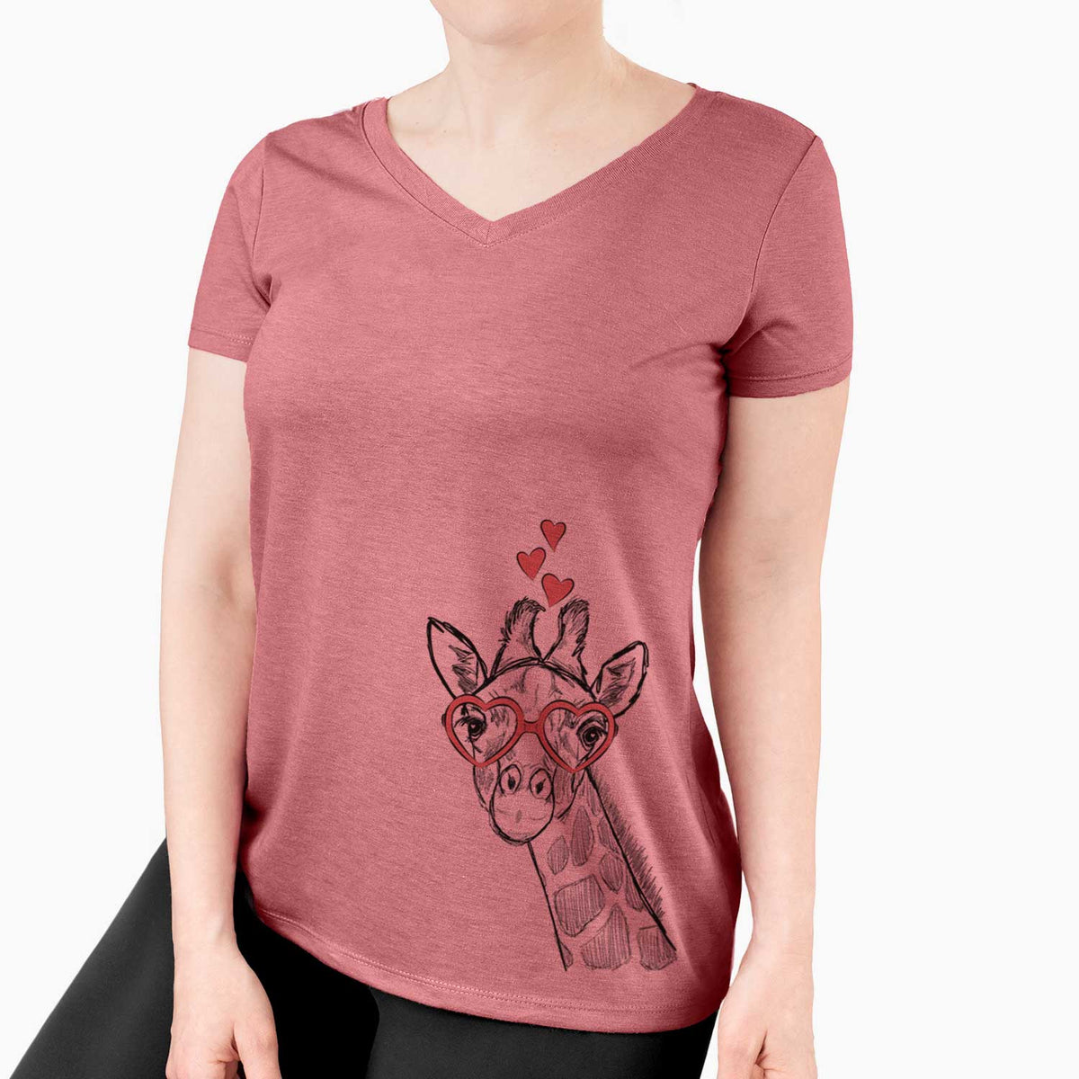 Valentine Cedrick the Giraffe - Women's V-neck Shirt