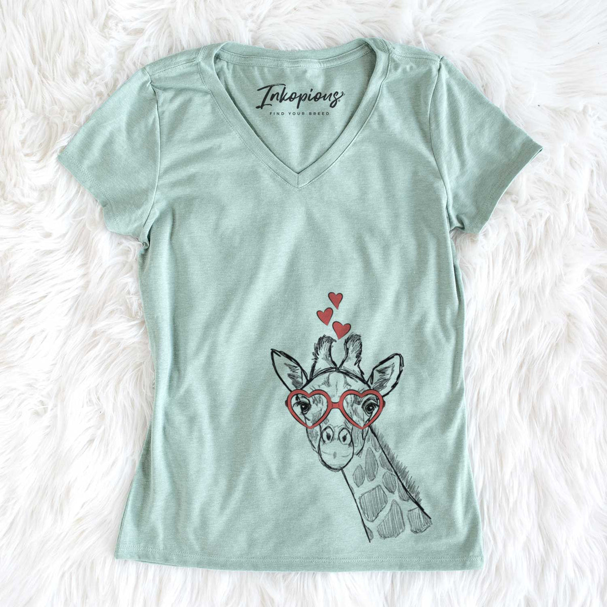 Valentine Cedrick the Giraffe - Women&#39;s V-neck Shirt