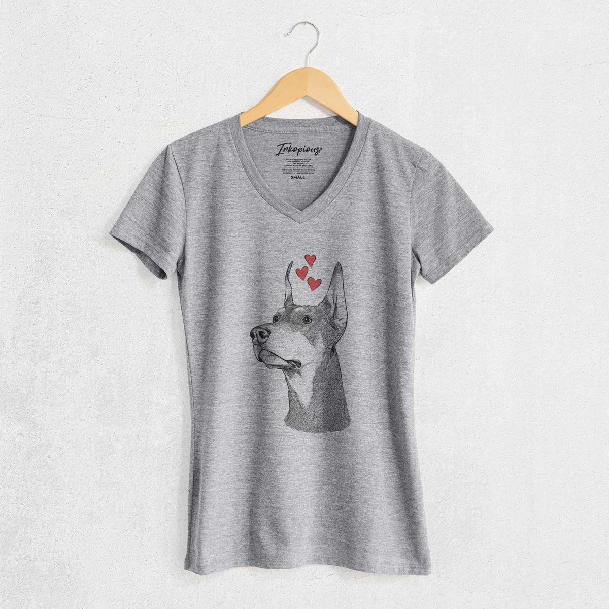 Valentine Cenza the Doberman Pinscher - Women's V-neck Shirt