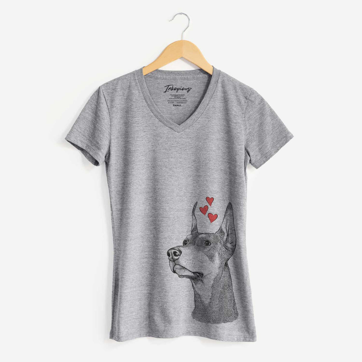 Valentine Cenza the Doberman Pinscher - Women's V-neck Shirt