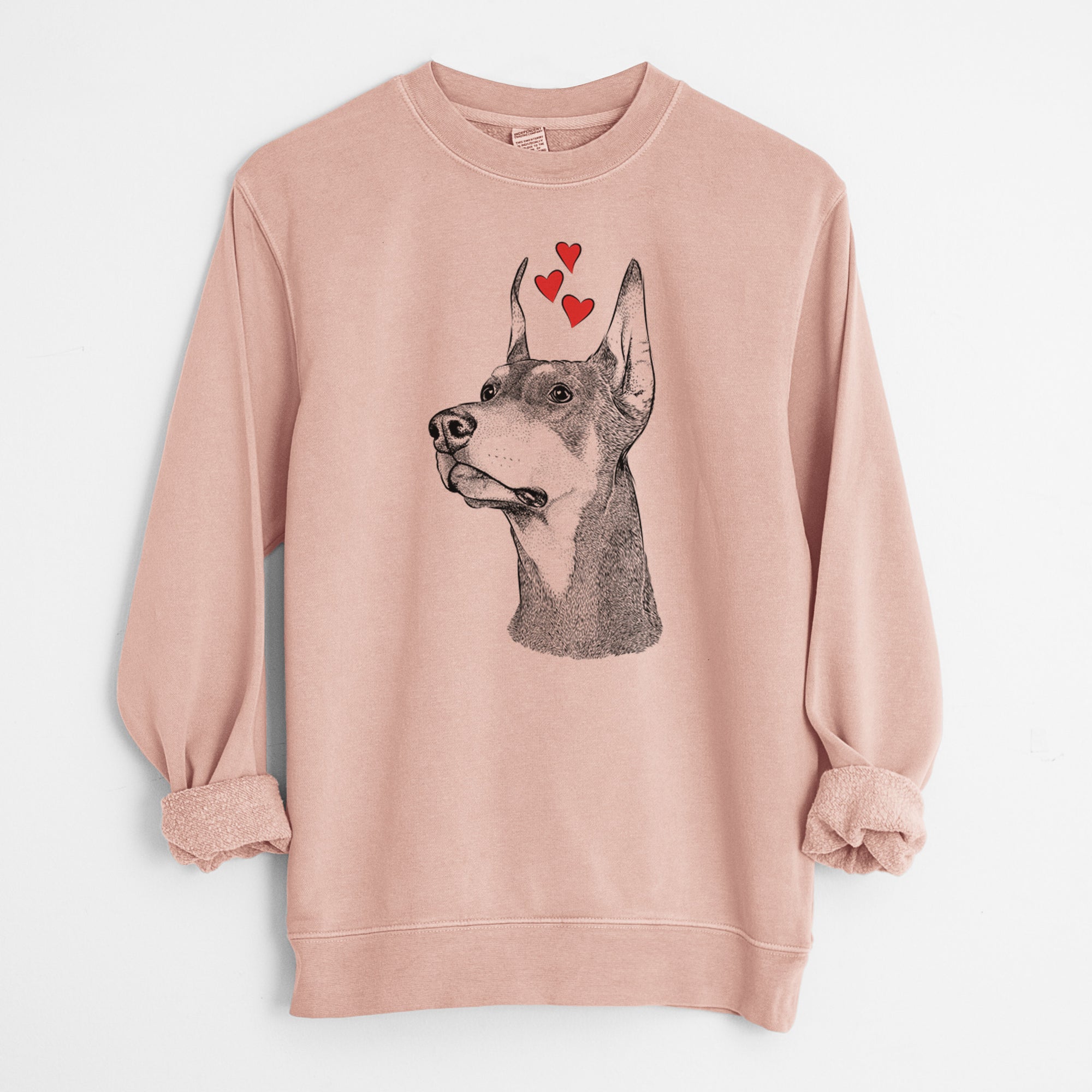 Valentine Cenza the Doberman Pinscher - Unisex Pigment Dyed Crew Sweatshirt