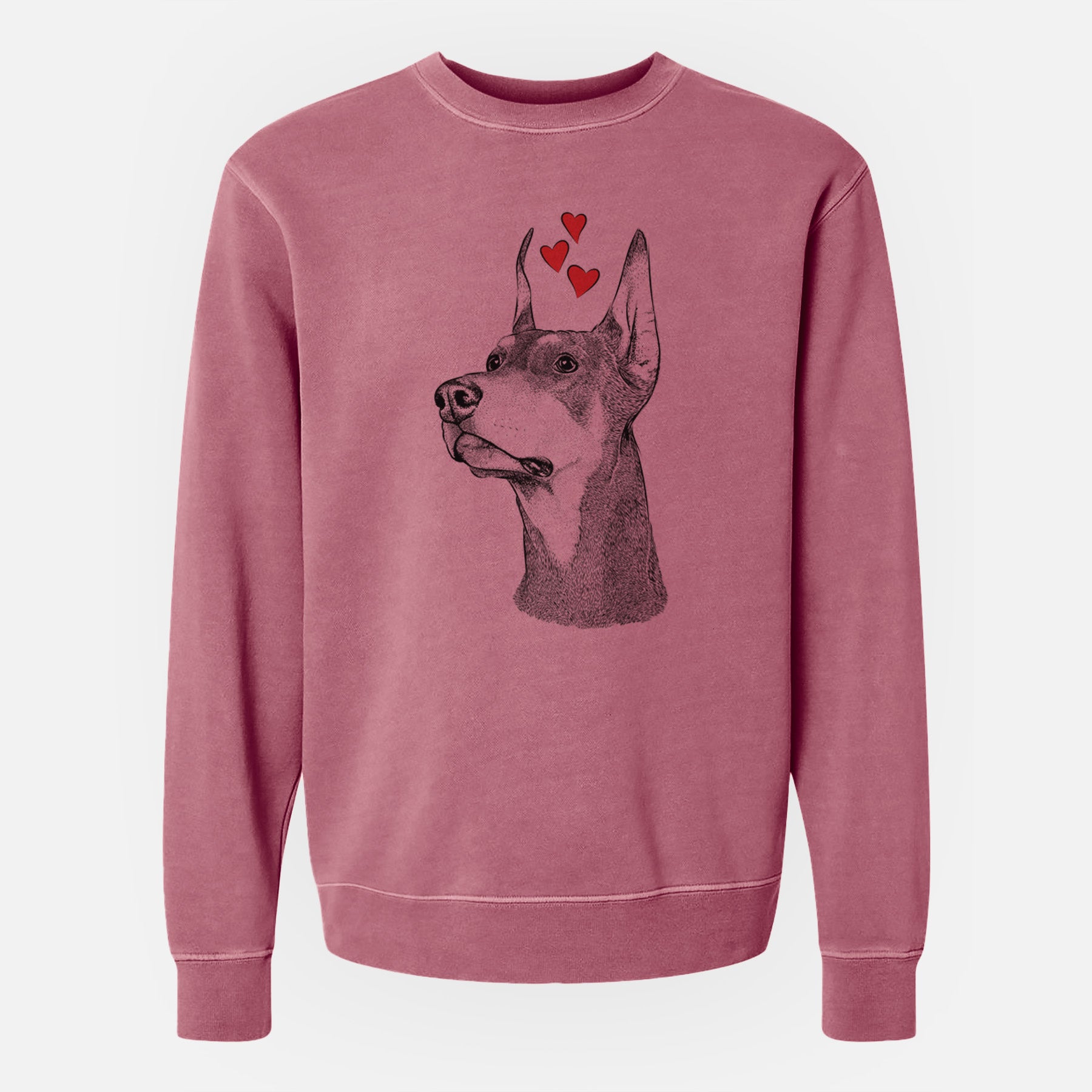 Valentine Cenza the Doberman Pinscher - Unisex Pigment Dyed Crew Sweatshirt