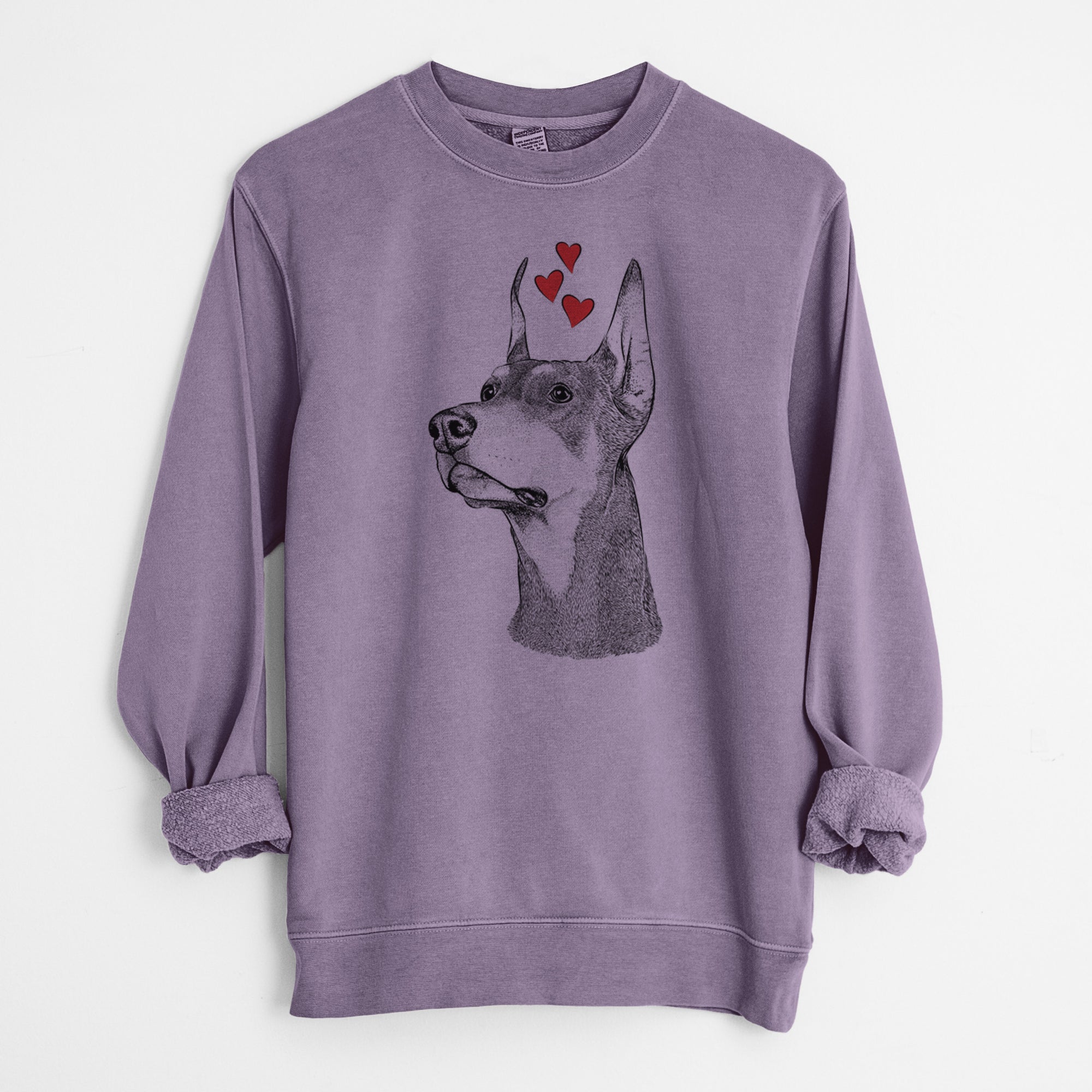 Valentine Cenza the Doberman Pinscher - Unisex Pigment Dyed Crew Sweatshirt