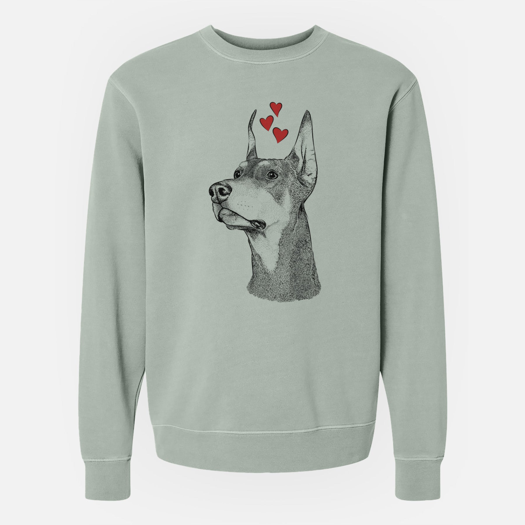 Valentine Cenza the Doberman Pinscher - Unisex Pigment Dyed Crew Sweatshirt