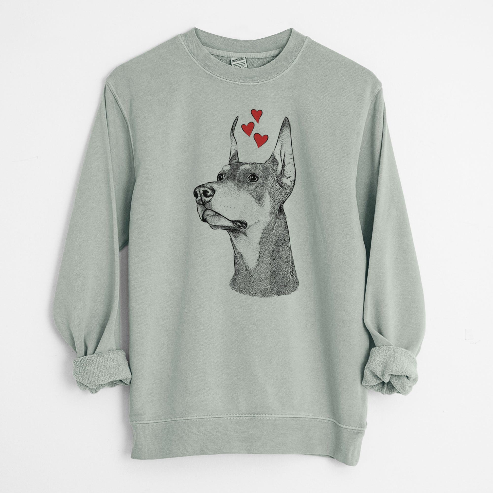 Valentine Cenza the Doberman Pinscher - Unisex Pigment Dyed Crew Sweatshirt